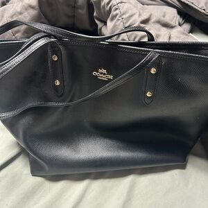 Coach Black Leather Structured Tote